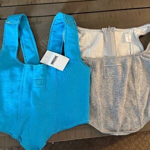 Lot of two custom sweatshirt corsets